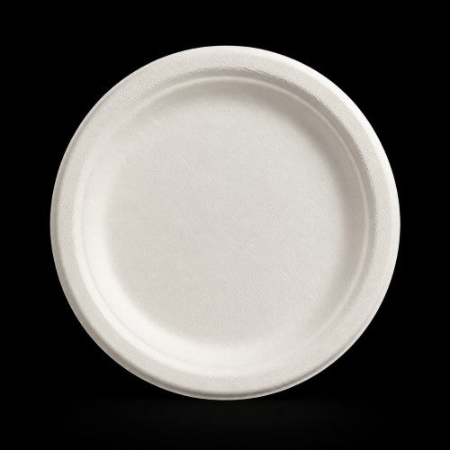 6" White Bagasse Round Plate – Item #29999-1