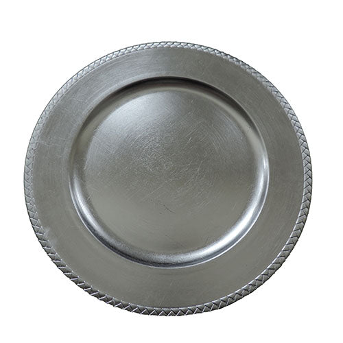 13" Silver Braided Plastic Charger Plate - Item #50779
