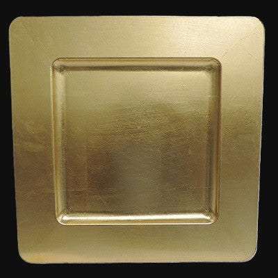 13" Gold Square Plastic Charger Plate - Item #51365