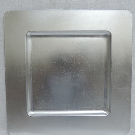 13" Metallic Silver Square Plastic Charger Plate – Item #51366