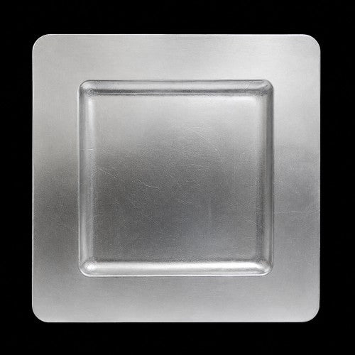 13" Metallic Silver Square Plastic Charger Plate – Item #51366