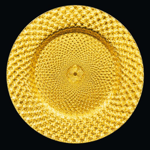 13" Gold Peacock Plastic Charger Plate - Item #53736-1