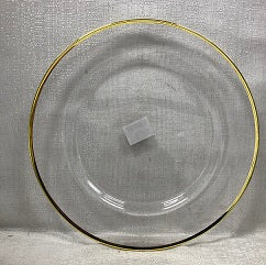 13" Gold Thin Rim Glass Charger - Item #55093-2