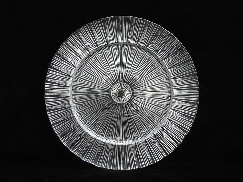 13" Radiant Linear Grey Glass Charger Plate – Item #570005-1