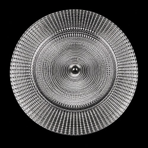 13" Silver Grid Studded Plastic Charger Plate - Item #59717