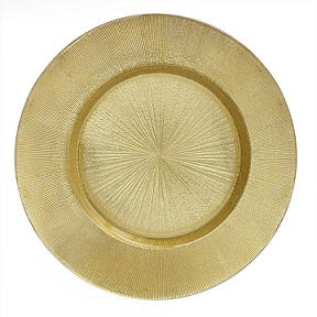 13" Gold Stardust Plastic Charger Plate - Item #59718
