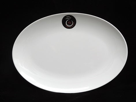 14" × 9.75" White Oval Melamine Plate - Item #65004