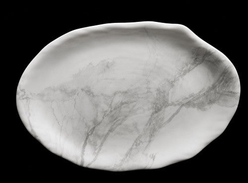 12.25" Oval Marble-Look Plate, 100% Melamine Item #65018