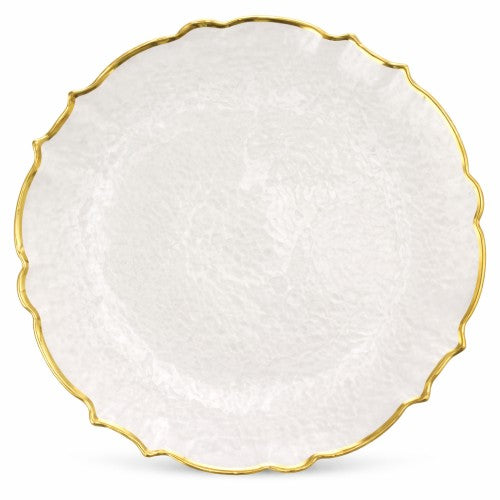 13" Gold Scallop Rimmed Glass Charger Plate - Item # 65405