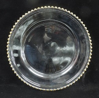 13" Gold Beaded Glass Charger Plate - Item #65407-1