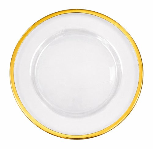 13" Glass Charger Plate with Gold Thick Rim - Item# 65409-1