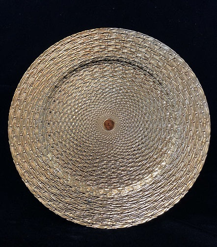 13" Gold Woven Plastic Charger Plate – Item #65455