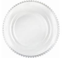 13" Silver Beaded Clear Plastic Charger Plate - Item #65462