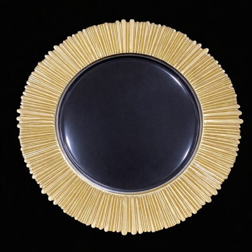 13" Gold Fluted Rim Glass Charger Plate - 66055