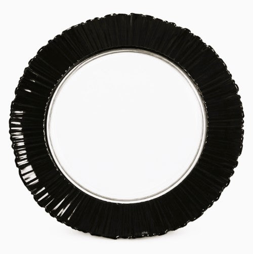 13" Black Rim Ridge Flute Glass Charger Plate - Item #66056