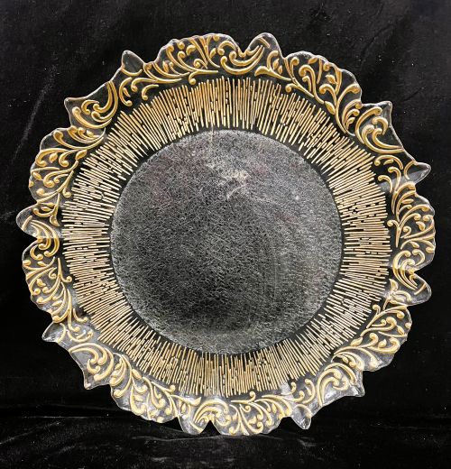 13" Gold Clear Glass Charger - Item #66058