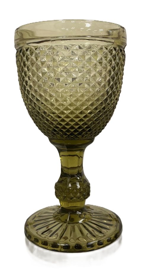 9 OZ OLIVE GREEN GOBLET GLASS Item #66069