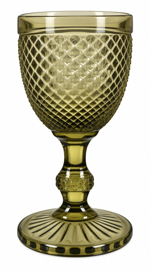 9 OZ OLIVE GREEN GOBLET GLASS Item #66069