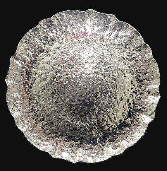 13" Silver Hammered Scalloped Plastic Charger Plate - Item #66347