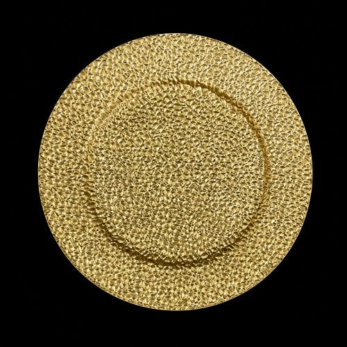 13" Gold Hammer Plastic Charger Plate - Item #66358