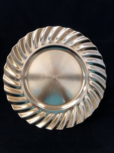 13" Gold Swirl Rim Plastic Charger Plate - Item #66360