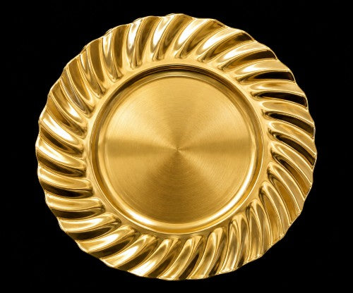 13" Gold Swirl Rim Plastic Charger Plate - Item #66360