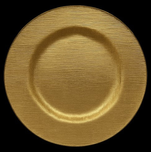 13" Gold Mat Weaving Glass Charger - Item #66488