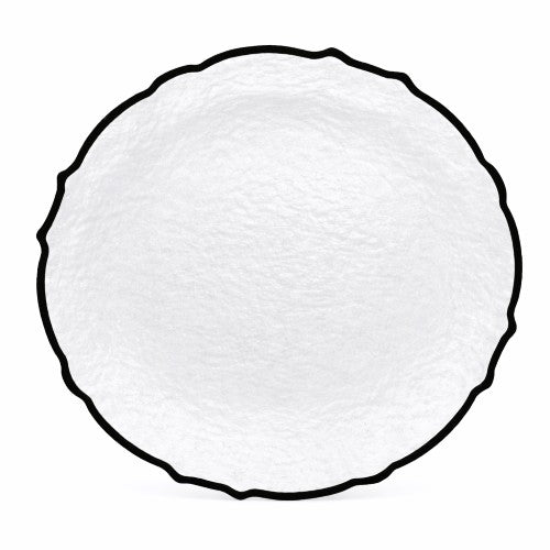 13" Black Scalloped Glass Rim Charger Plate -Item #66489