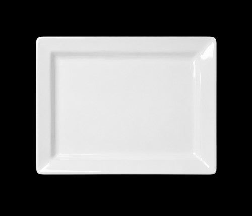 14" x 12.8" Heavy-Duty Rectangular Plate – Pure White, 100% Melamine Item #66672