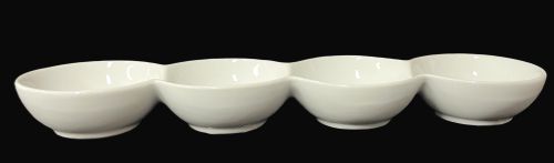 12.59 × 3.34 × 1.18" White 4-Sectional Dish - Item #67041