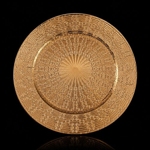 13" Gold Aztec Plastic Charger Plate - Item #67092