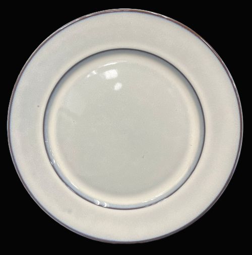 11 INCH IVORY BLUE BROWN RIM DINNER PLATE Item #67916