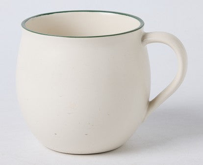 16 oz. Ivory Matte Mug with Green Rim - Item #68010