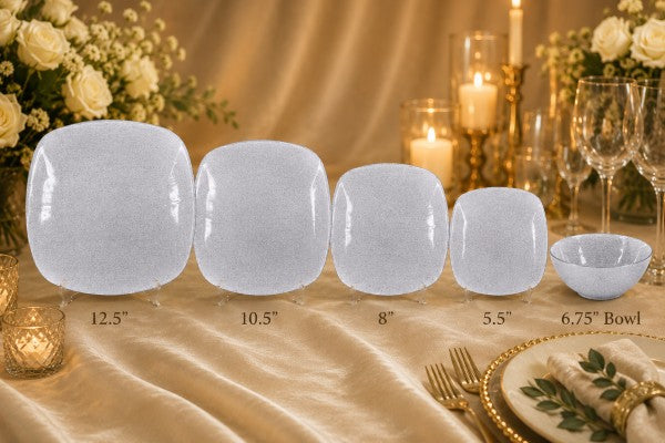 12.5" Square Silver Glitter Charger Plate - Item #68304