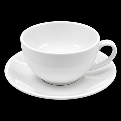 12 oz White Cup & Saucer – Item #80481