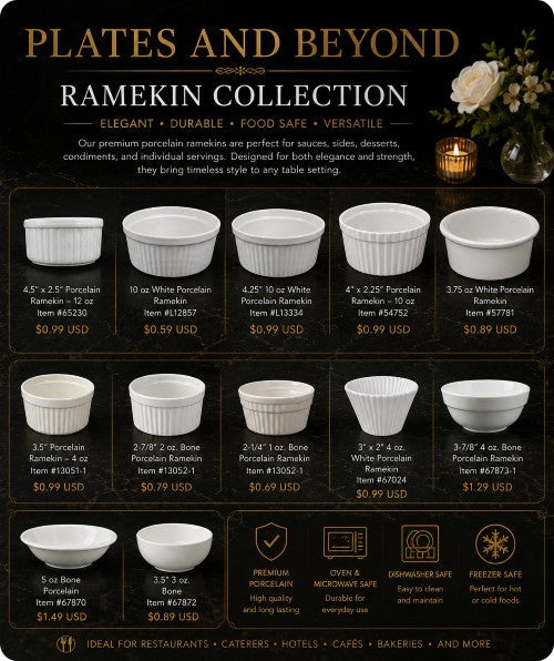 Porcelain Ramekin Collection & Saucers - Plates and Beyond