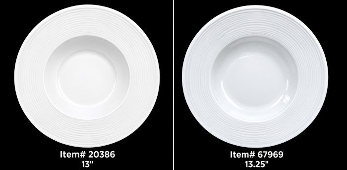 13" White Pasta Plate - Item #20386 & Item #67969 13.25" Pasta Plate