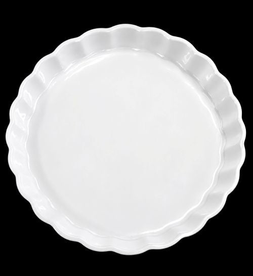10.25" Round White Bakeware Dish – Scalloped Edge - Item #212015