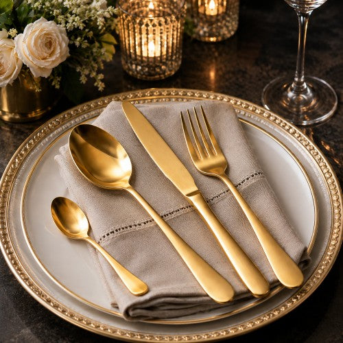 Gold Stainless Steel Cutlery Set – 4-Piece | Item #21901