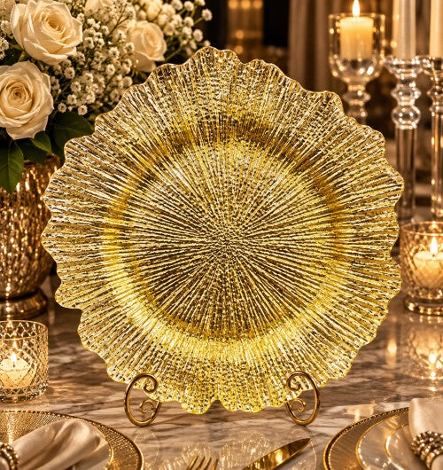 14" Sunburst Glass Charger Plate - Item #21937
