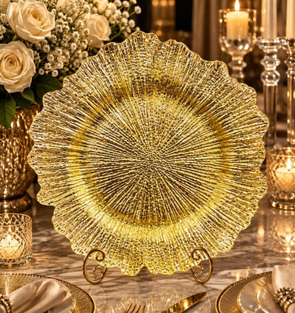 14" Sunburst Glass Charger Plate - Item #21937