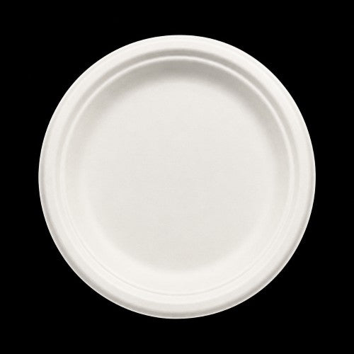 7" White Bagasse Round Plate – Item #30010-1