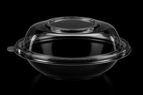 48 oz. Black Plastic Salad Bowl Item# 5048-1 & Item# 5048-L Clear Lid
