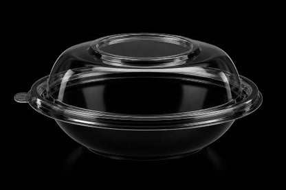 48 oz. Black Plastic Salad Bowl Item# 5048-1 & Item# 5048-L Clear Lid