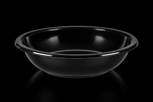 48 oz. Black Plastic Salad Bowl Item# 5048-1 & Item# 5048-L Clear Lid