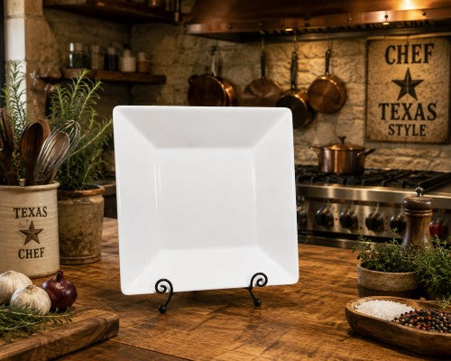 10.5" x 10.5" White Square Melamine Plate Item #51575