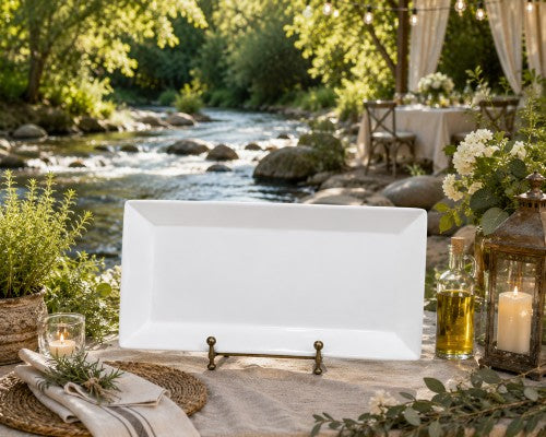 19" x 7.75" White Rectangular Melamine Tray Item #51581-1