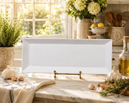 13.5" x 8" White Rectangular Melamine Tray Item #51582