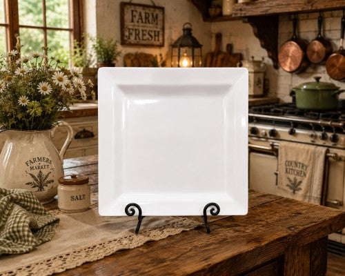 10.5" x 10.5" Square White Melamine Plate Item #52223