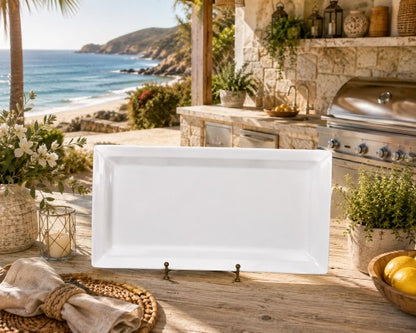 20" x 12.25" Rectangular White Melamine Tray Item #52230